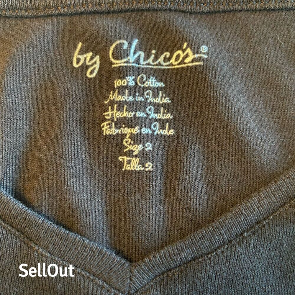 Chico's Women's Long Sleeve V-Neck T-Shirt Brown Size 2 Casual - Picture 2 of 3